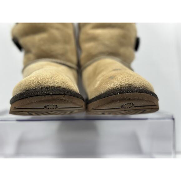 Ugg Bailey Button Triplet Brown Bomber Boot Sheepskin Shearling Lined Sz 6 Tall - Picture 4 of 13